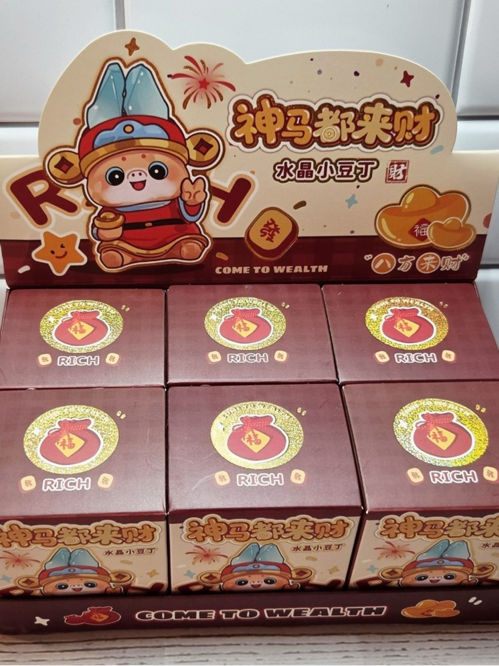 Come To Wealth Good Fortune Resin Figurines w/Crystals Full Case (6 Blind Boxes)